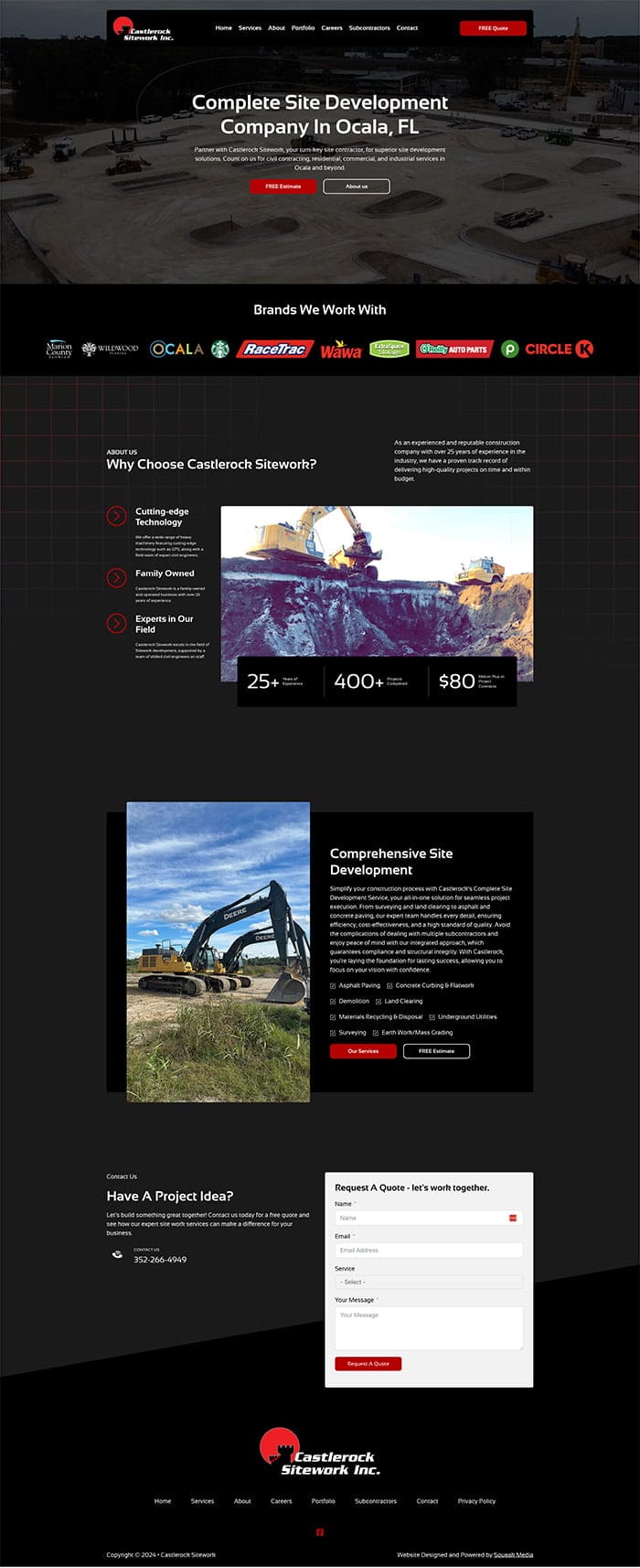 Castlerock Sitework website homepage screenshot