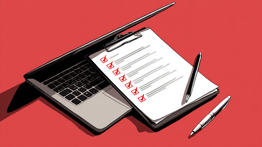 marketing checklist on a computer