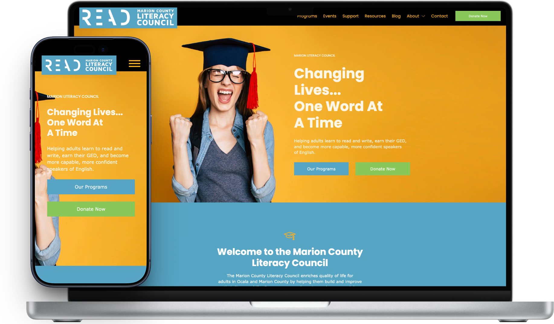 screenshot of marionliteracy.org website