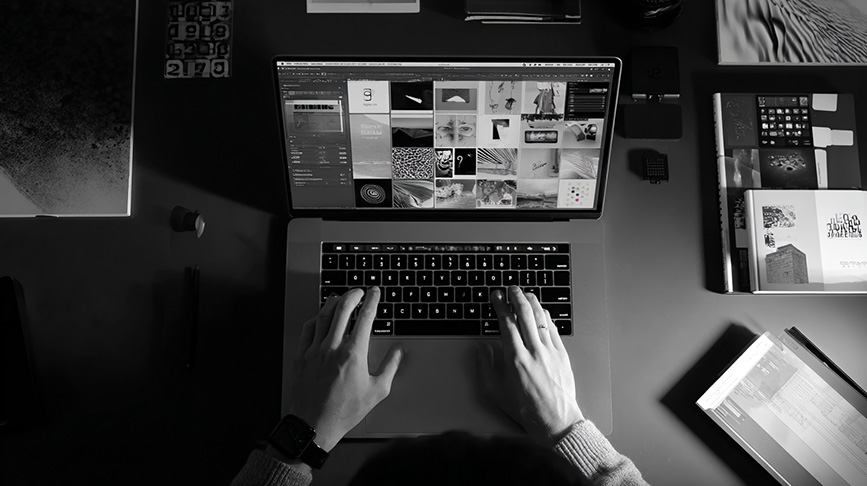 developing a marketing plan on a laptop