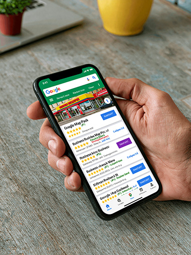 Google local map pack on a mobile phone